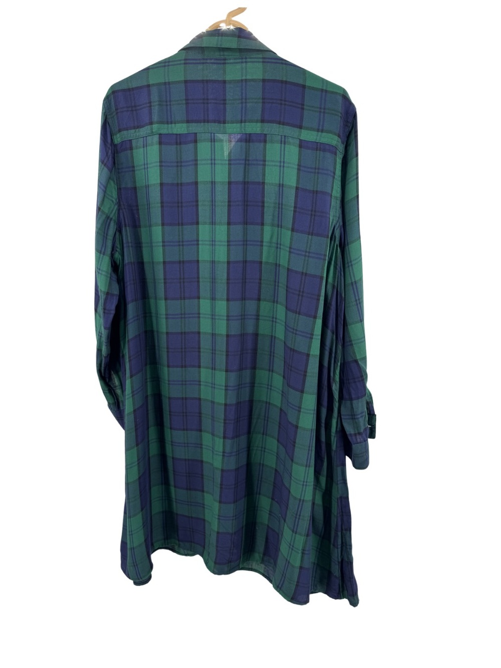 Woman’s Old Navy green and blue plaid mini shirt swing dress XL lightweight - Picture 2 of 11